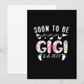 Bald wird Gigi Anfang 2022 florale neue Oma Mutter Save The Date (Vorne/Hinten)