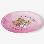 Bald wird Lil' Cowgirl | Mädchendusche Pappteller (Schrägansicht)