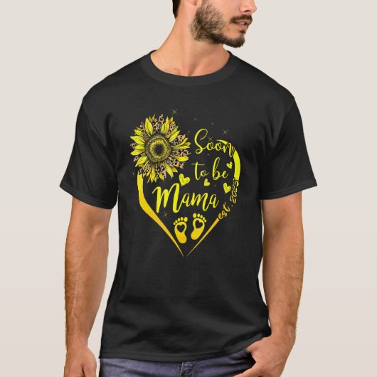 Bald wird Mama Est 2023 Sonnenblumen Junge Mutter T-Shirt (Vorderseite)