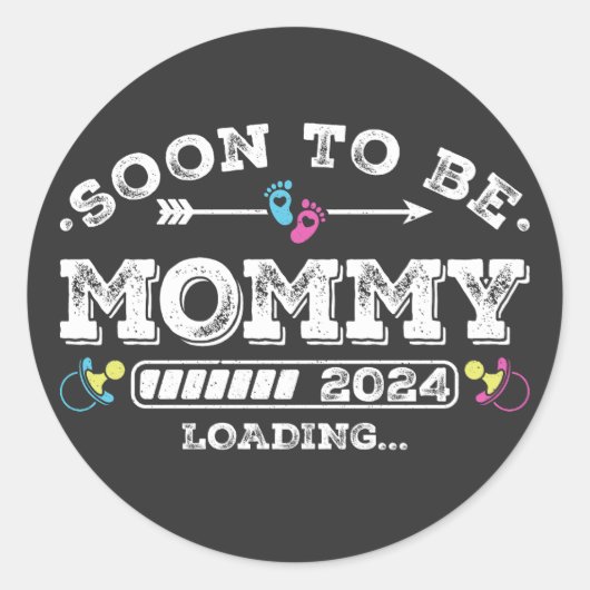 Bald wird Mommy 2024 Ladung Runder Aufkleber (Vorderseite)