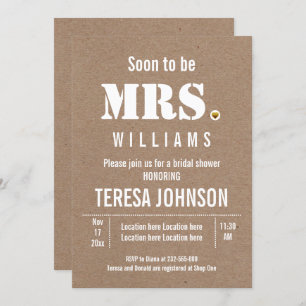 Bald wird Mrs. kraft paper wedding Brautparty Einladung