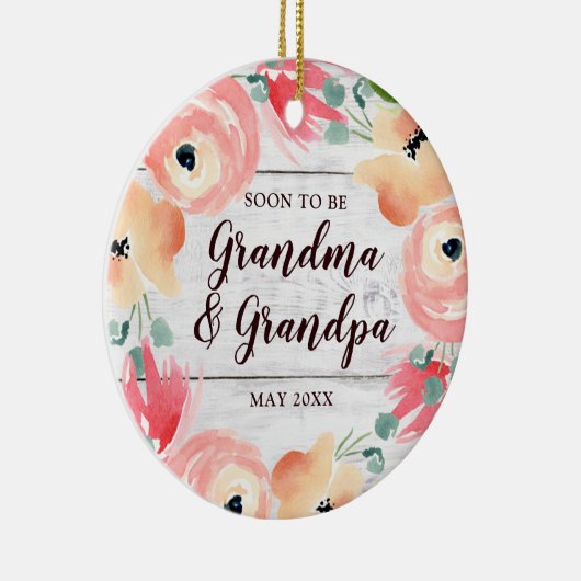 Bald wird Oma & Opa Personalisierter Kranz Keramik Ornament (Rechts)