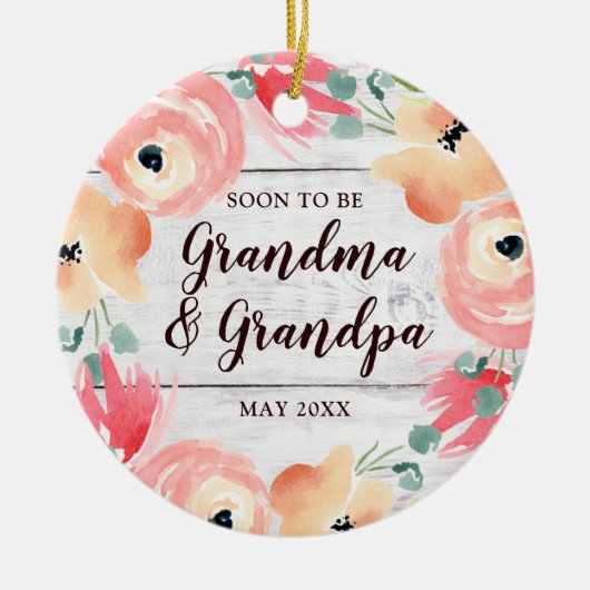 Bald wird Oma & Opa Personalisierter Kranz Keramik Ornament (Vorne)