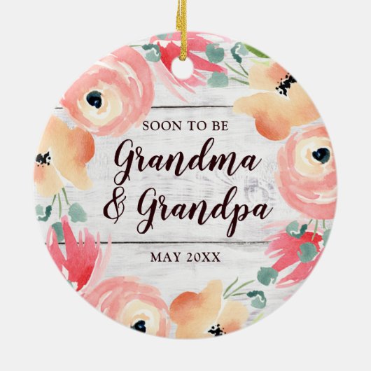 Bald wird Oma & Opa Personalisierter Kranz Keramik Ornament (Hinten)