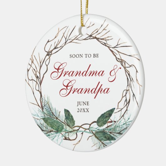 Bald wird Oma Opa Personalisierter Kranz Keramik Ornament (Links)