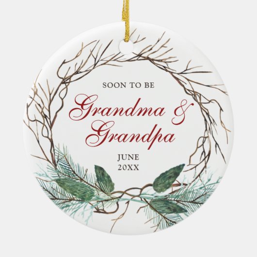 Bald wird Oma Opa Personalisierter Kranz Keramik Ornament (Hinten)