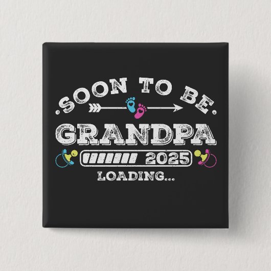 Bald wird Opa 2025 Loading Square Button (Vorderseite)
