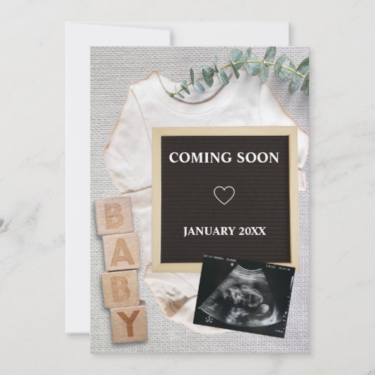 Bald wird Sonogram Foto Pregnancy Ankündigung (Vorderseite)