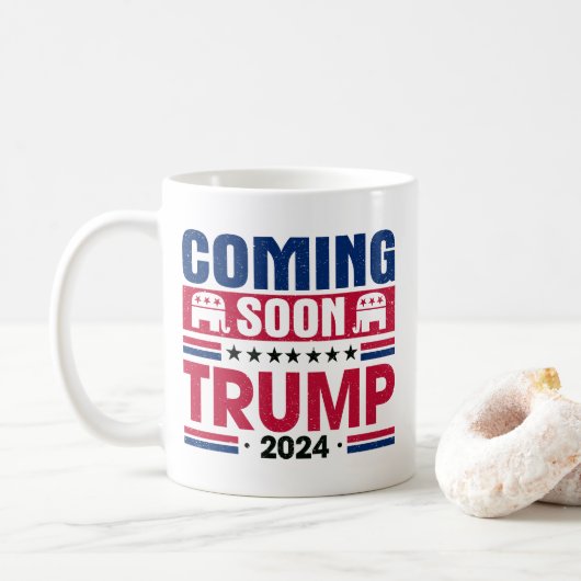 Bald wird Trump 2024 Präsident Kaffeetasse (Mit Donut)
