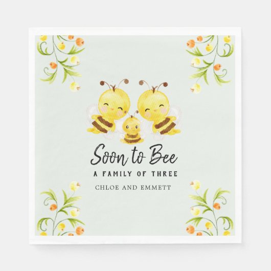 Bald zu einer Familie von drei Baby Dusche Custom. Serviette (Vorderseite)