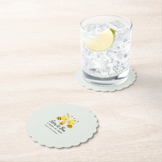 Bald zu einer Familie von drei Baby Dusche Custom. Untersetzer (Vor Ort)