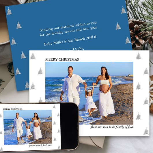 Bald zu einer Familie von Vier-Foto-Urlaub Schwang Ankündigung