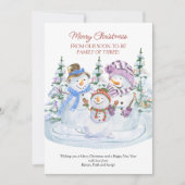 Bald zu Familie von 3 frohen Snowmen Schwangerscha Ankündigung (Vorderseite)