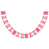 Bald zu Frau Retro Red & Pink Stripes Wimpelkette (Alle)