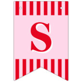 Bald zu Frau Retro Red & Pink Stripes Wimpelkette (Zweite Fahne)