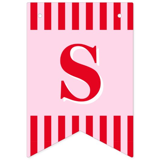 Bald zu Frau Retro Red & Pink Stripes Wimpelkette (Zweite Fahne)