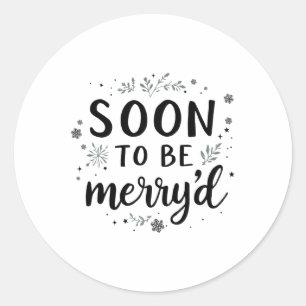 Bald zu Merryd Weihnachten Verlobten Paar Matchin Runder Aufkleber