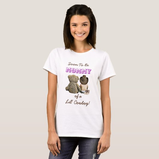 Bald zu Mommy eines Lil' Cowboy & Teddy Bären T-Shirt (Vorne ganz)