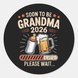 Bald zu Oma Est 2026 Baby Announcement T-sh Runder Aufkleber