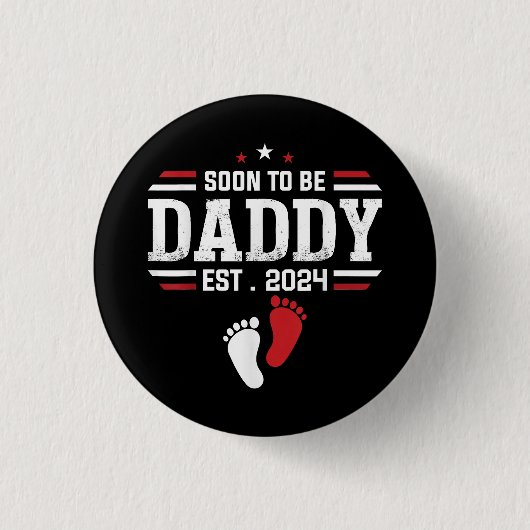Bald zu Papi 2024 New Dad 2024 Erstmals Vater Button (Vorderseite)