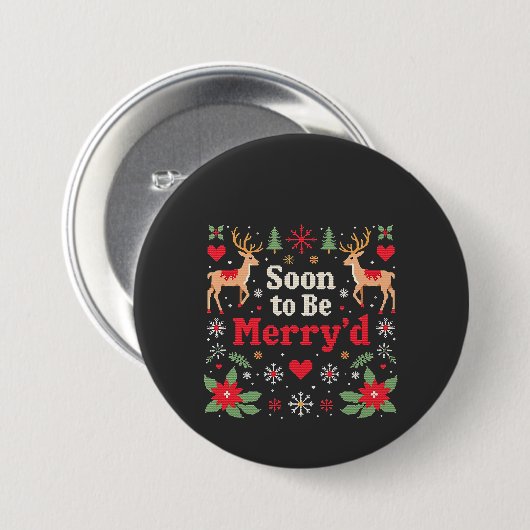 Bald zu sein fröhlich'd Funny Weihnachtskaffees Button (Vorne & Hinten)