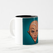 Balde Frau. Moderne Kunst Zweifarbige Tasse (Vorderseite Links)