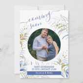 Baldes Foto der Mutterschaft Elegant Blue Foliage Ankündigung (Vorderseite)