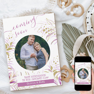 Baldes Foto der Mutterschaft Elegant Rosa Foliage Ankündigung