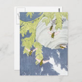 Baldgewehrte Hornets und ihr Papiernest Postkarte (Vorne/Hinten)