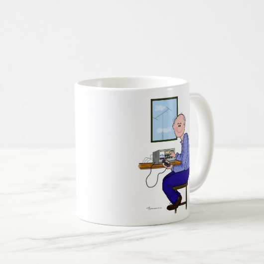 Balding grauer männlicher Schinken-Betreiber Kaffeetasse (VorderseiteRechts)