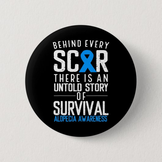 Baldness Hair Loss Blue Ribbon Alopecia Areata Awa Button (Vorderseite)