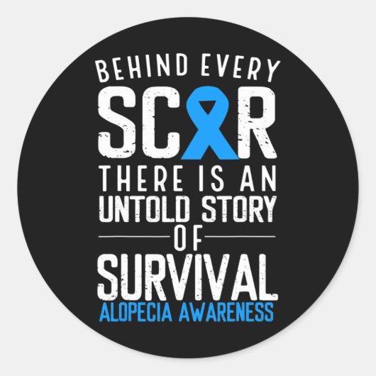 Baldness Hair Loss Blue Ribbon Alopecia Areata Awa Runder Aufkleber (Vorderseite)