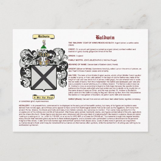 Baldwin (Bedeutung) Postkarte (Vorderseite)