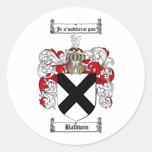 BALDWIN-FAMILIENWAPPEN - BALDWIN-WAGEN RUNDER AUFKLEBER (Vorderseite)