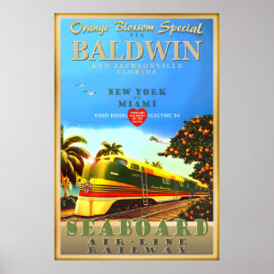 Baldwin Florida Orange Blossom Special Train Art Poster