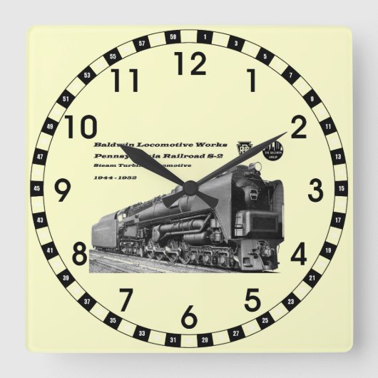 Baldwin Locomotive Works S-2 PRR Dampfturbinen Quadratische Wanduhr (Vorderseite)