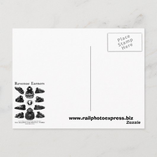 Baldwin Locomotives, Revenue Earners Postkarte (Rückseite)