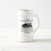 Baldwin Lokomotive bearbeitet Bier 1895 Stein Bierglas (VorderseiteRechts)