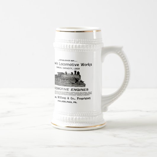 Baldwin Lokomotive bearbeitet Bier 1895 Stein Bierglas (Rechts)