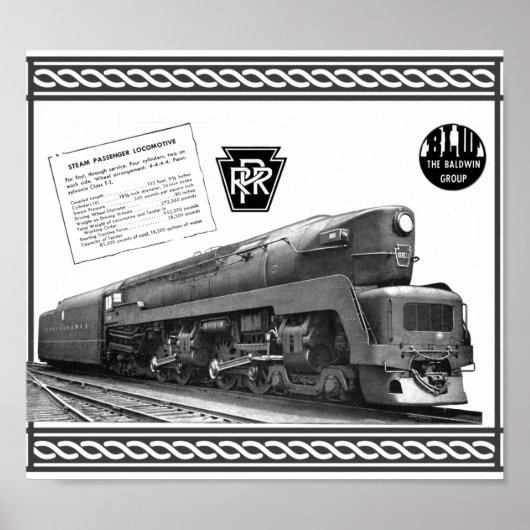 Baldwin-Pennsylvania Eisenbahn T-1 Dampflokomotive Poster (Vorne)
