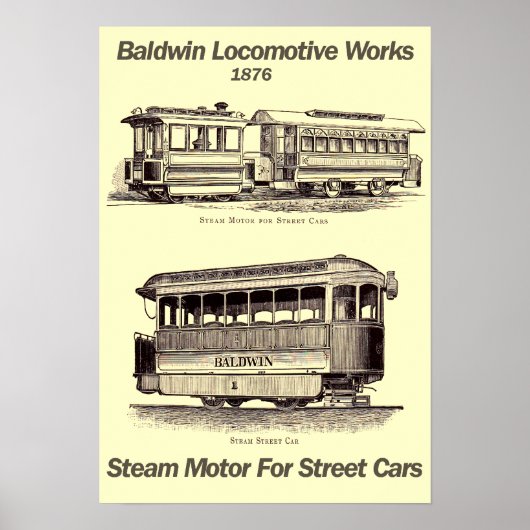 Baldwin Steam Motor for Street Cars 1876 Poster (Vorne)