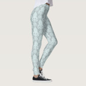 Bale Aqua Mini Blue Damask Filigrel Scroll Flora Leggings (Rechts)