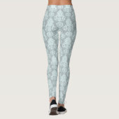 Bale Aqua Mini Blue Damask Filigrel Scroll Flora Leggings (Rückseite)