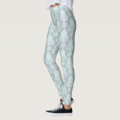 Bale Aqua Mini Blue Damask Filigrel Scroll Flora Leggings (Links)