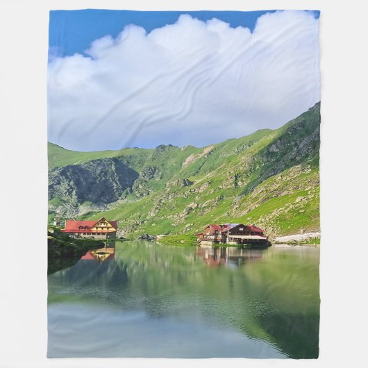 Balea-See-Reflexion – Karpatisches Alpen-Druckbild Fleecedecke (Vorderseite)
