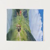 Balea-See-Reflexion – Karpatisches Alpen-Print Wandteppich (Vorderseite (Horizontal))