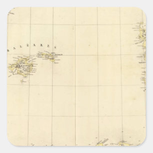 Balearen und Sardinien Europa 25 Quadratischer Aufkleber