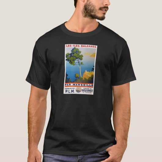 Balearen Vintag Französisch Reisen T-Shirt (Vorderseite)