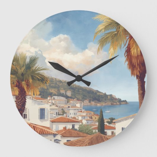 Balearic Islands Vintage French Travel Große Wanduhr (Vorderseite)
