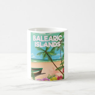 Balearische Inseln Strand Reiseplakat Kaffeetasse